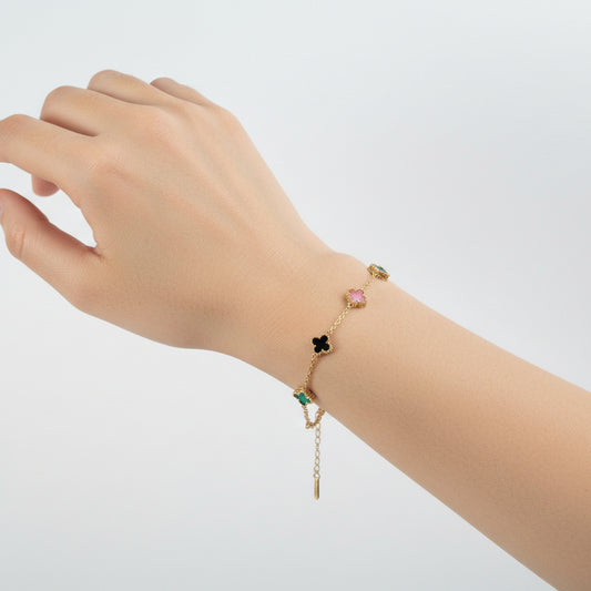 Multicolor Clover Loose Gold Bracelet
