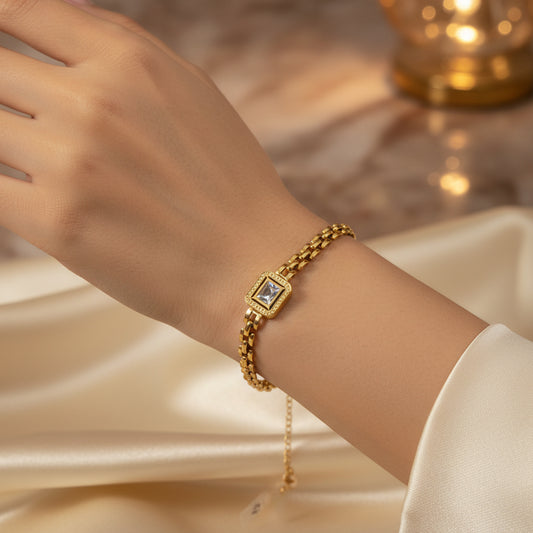 Square Diamond Loose Gold Bracelet