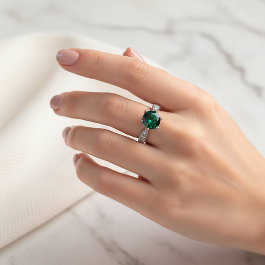 Green Solitaire Diamond Ring