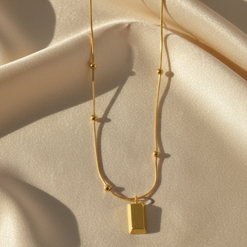 Ball Chain Square Pendant