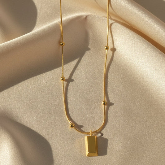 Ball Chain Square Pendant
