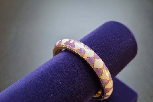 Enamel Purple White Clover Openable Bangle Bracelet
