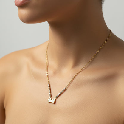 Pearl Bow with Diamond Necklace