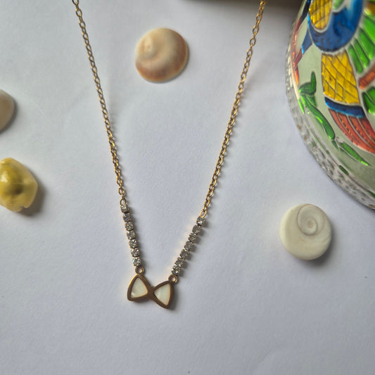 Pearl Bow with Diamond Necklace