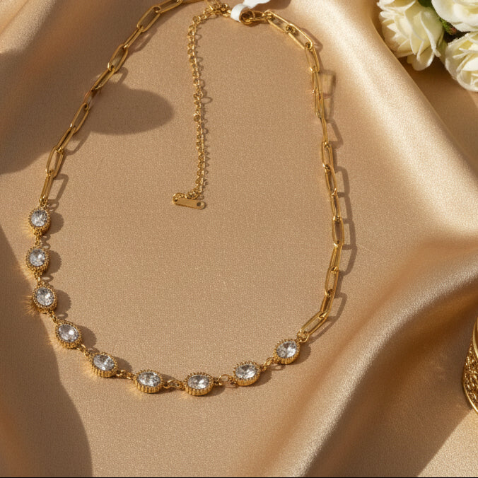 Oval Diamond Charm Necklace
