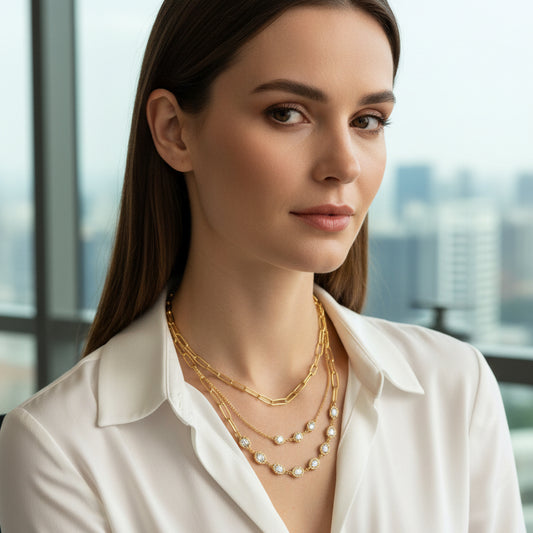 Oval Diamond Charm Necklace