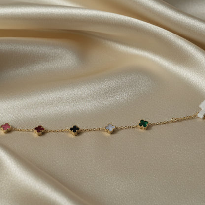 Multicolor Clover Loose Gold Bracelet