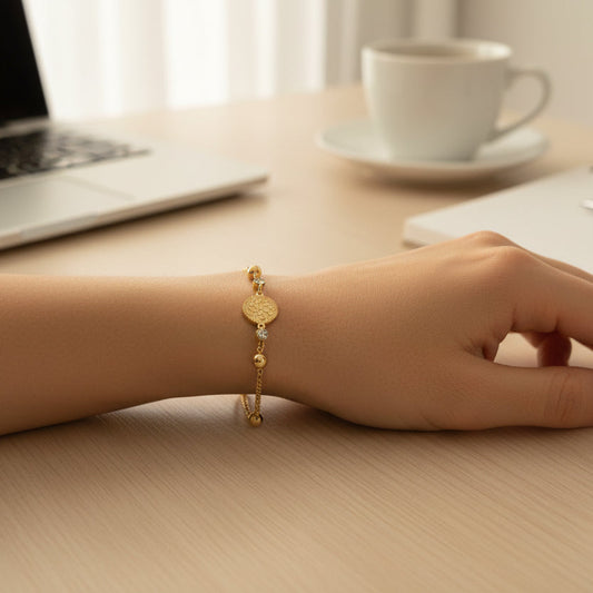 Round Print Loose Gold Bracelet