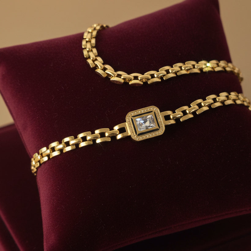 Square Diamond Loose Gold Bracelet