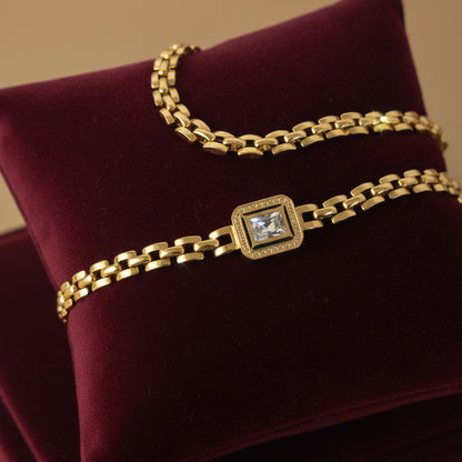 Square Diamond Loose Gold Bracelet