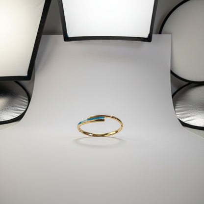 Blue Enamel Gold Openable Bracelet