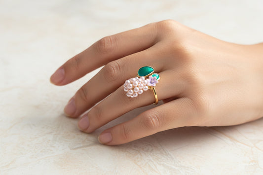 Grapes Enamel Gold Ring