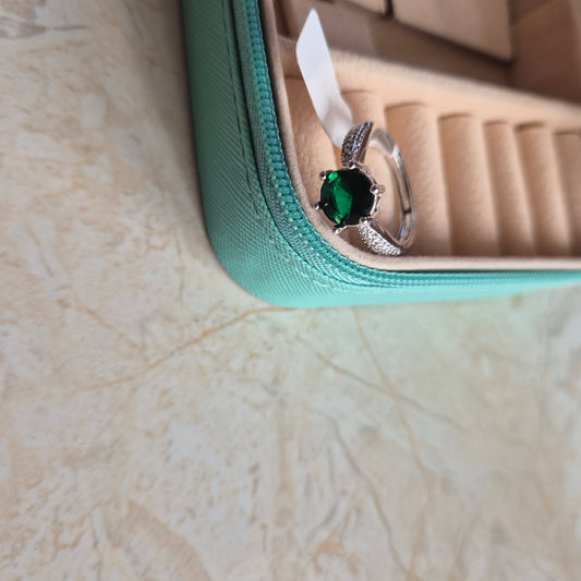 Green Solitaire Diamond Ring