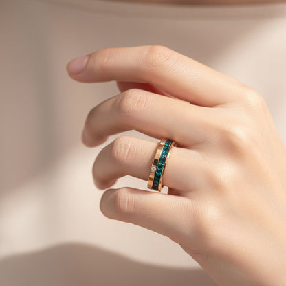 Green Diamond Band Ring