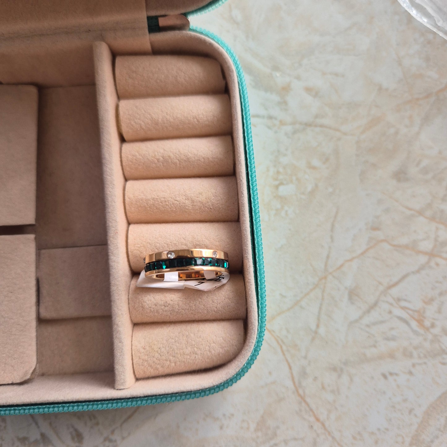 Green Diamond Band Ring