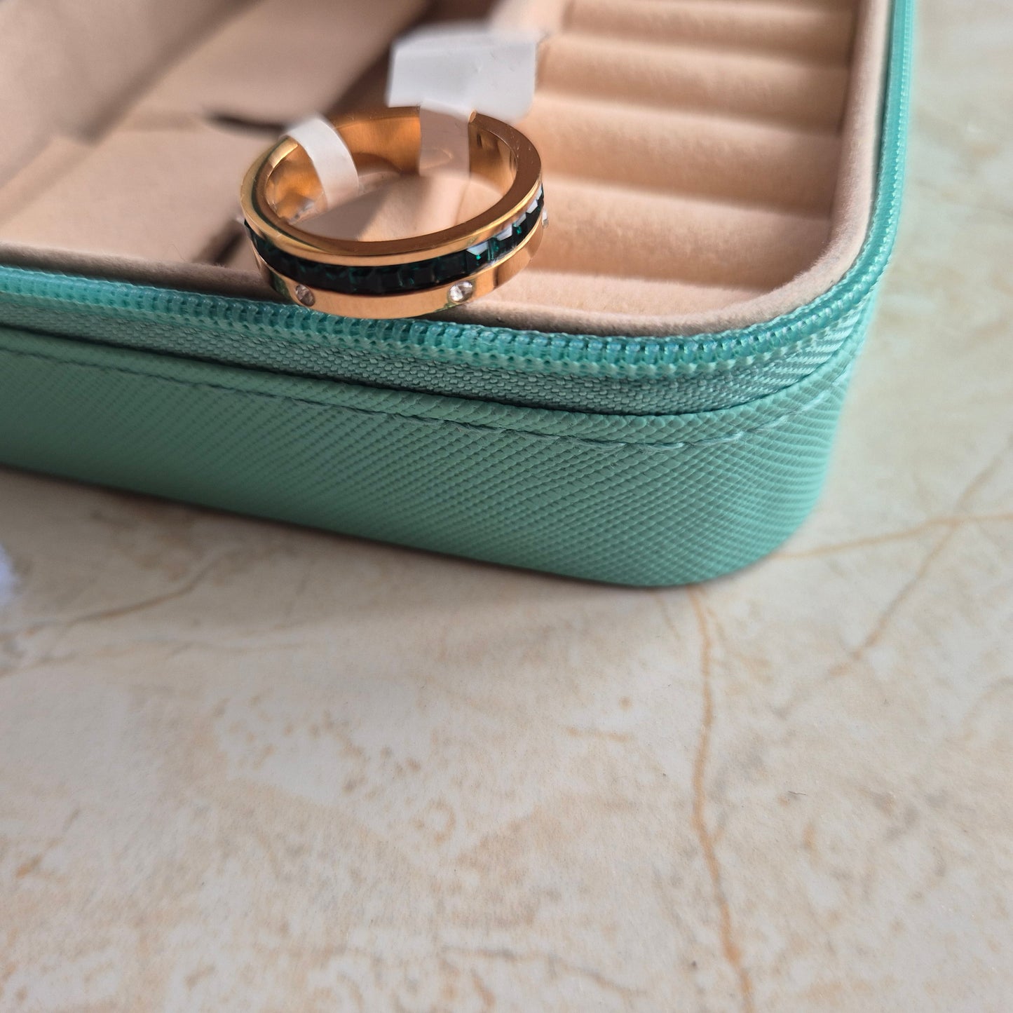 Green Diamond Band Ring