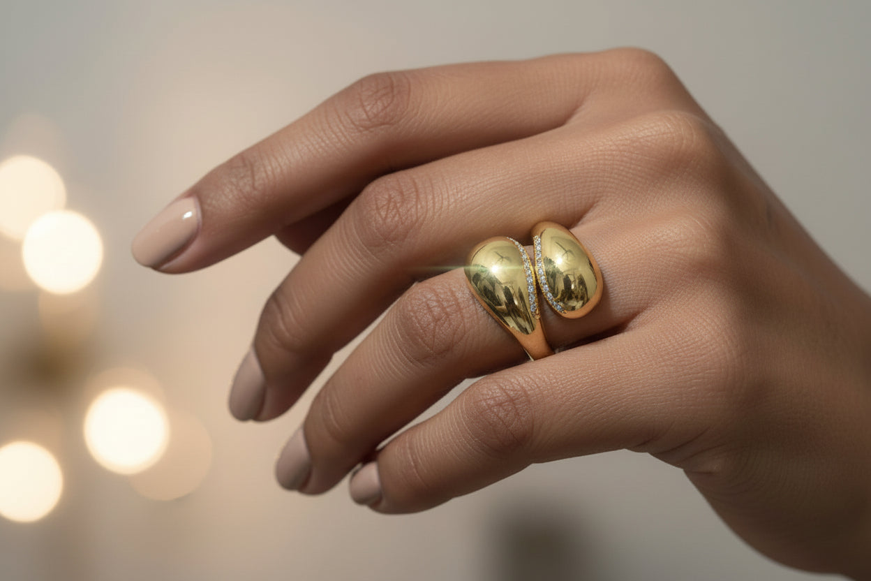 White Kaju Gold Ring
