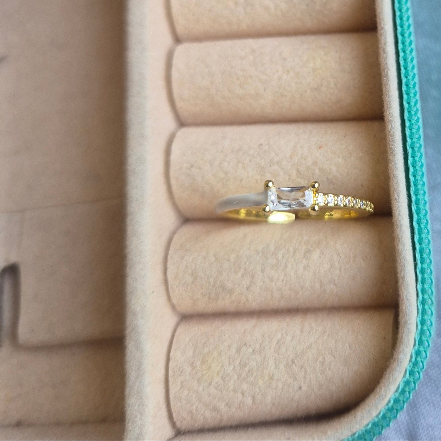 White Enamel Diamond Ring
