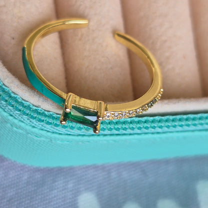 Green Enamel Diamond Ring