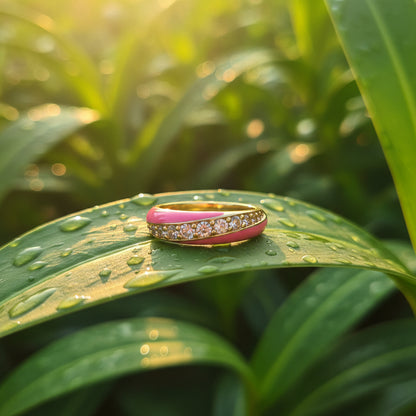 Pink Diamond Enamel Ring