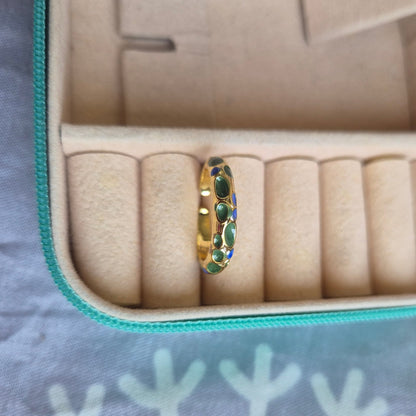 Blue Green Enamel Ring