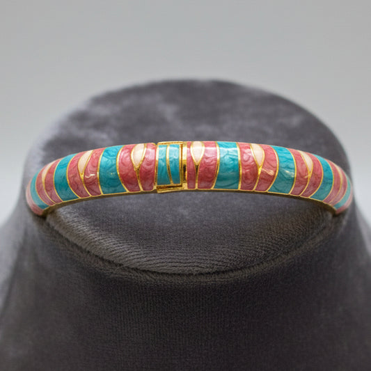Enamel Blue Brown Openable Bangle Bracelet