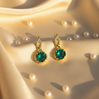 Green white Diamond Stud