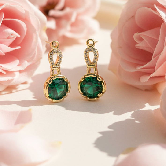 Green white Diamond Stud