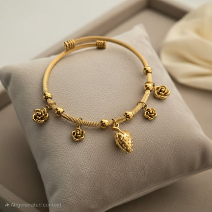 Strawbery and Rose Gold Openable Bracelet