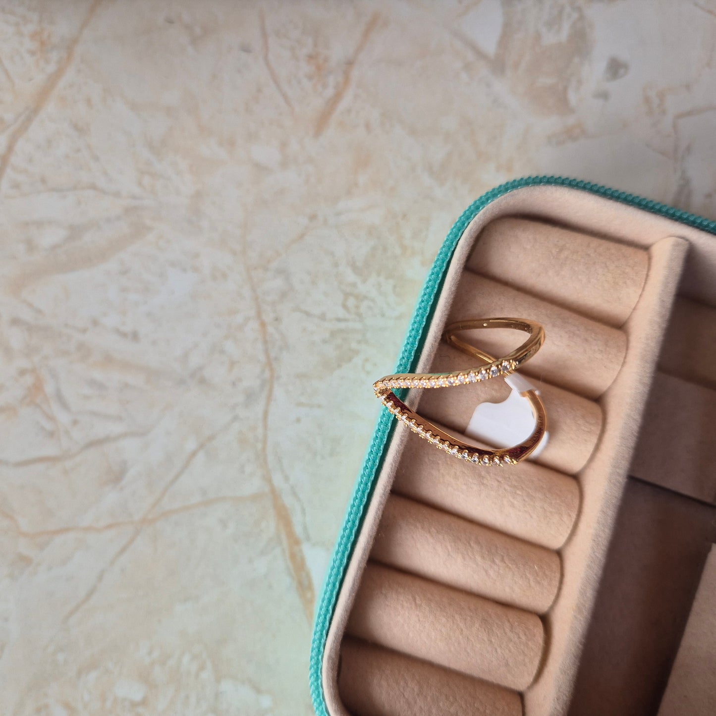 V Diamond Gold Ring