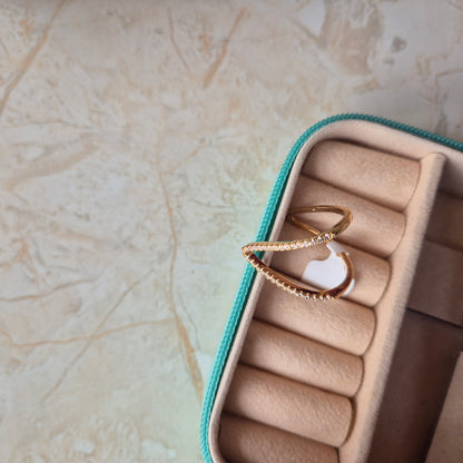 V Diamond Gold Ring