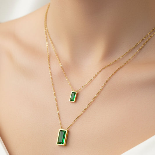 Double Layer Green Stone necklace